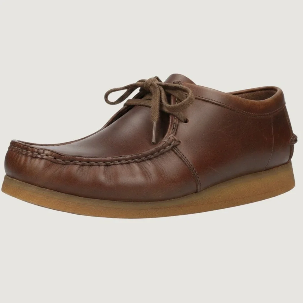 Clarks Stinson Lo‎ Mens 9.5 Beeswax Leather Moc Toe Oxford Shoes 26066018 Brown